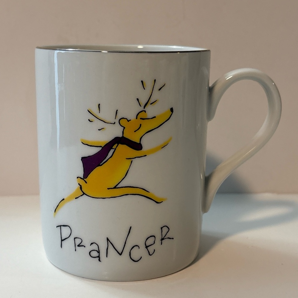Pottery Barn PRANCER Reindeer Porcelain Coffee Tea Mug 12 oz. Christmas
